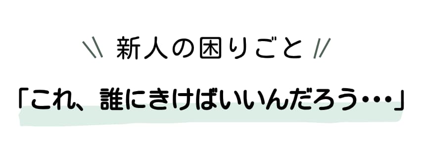 新人は「誰にきいたよいか」も悩みます。